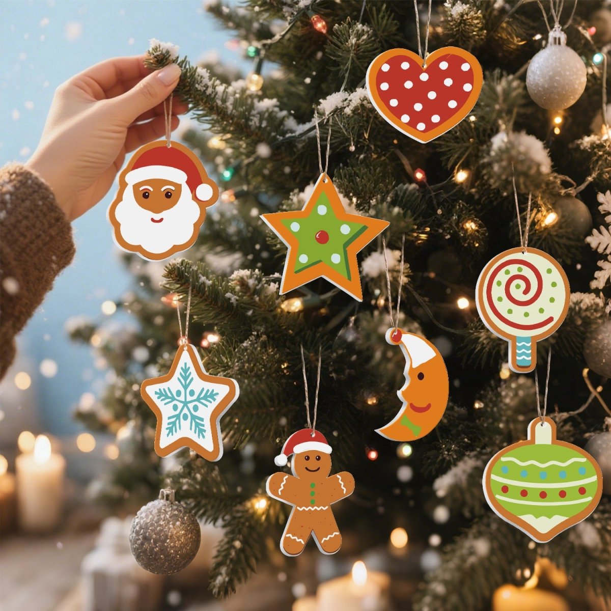 Voltooide ornamenten opgehangen als kerstdecoratie