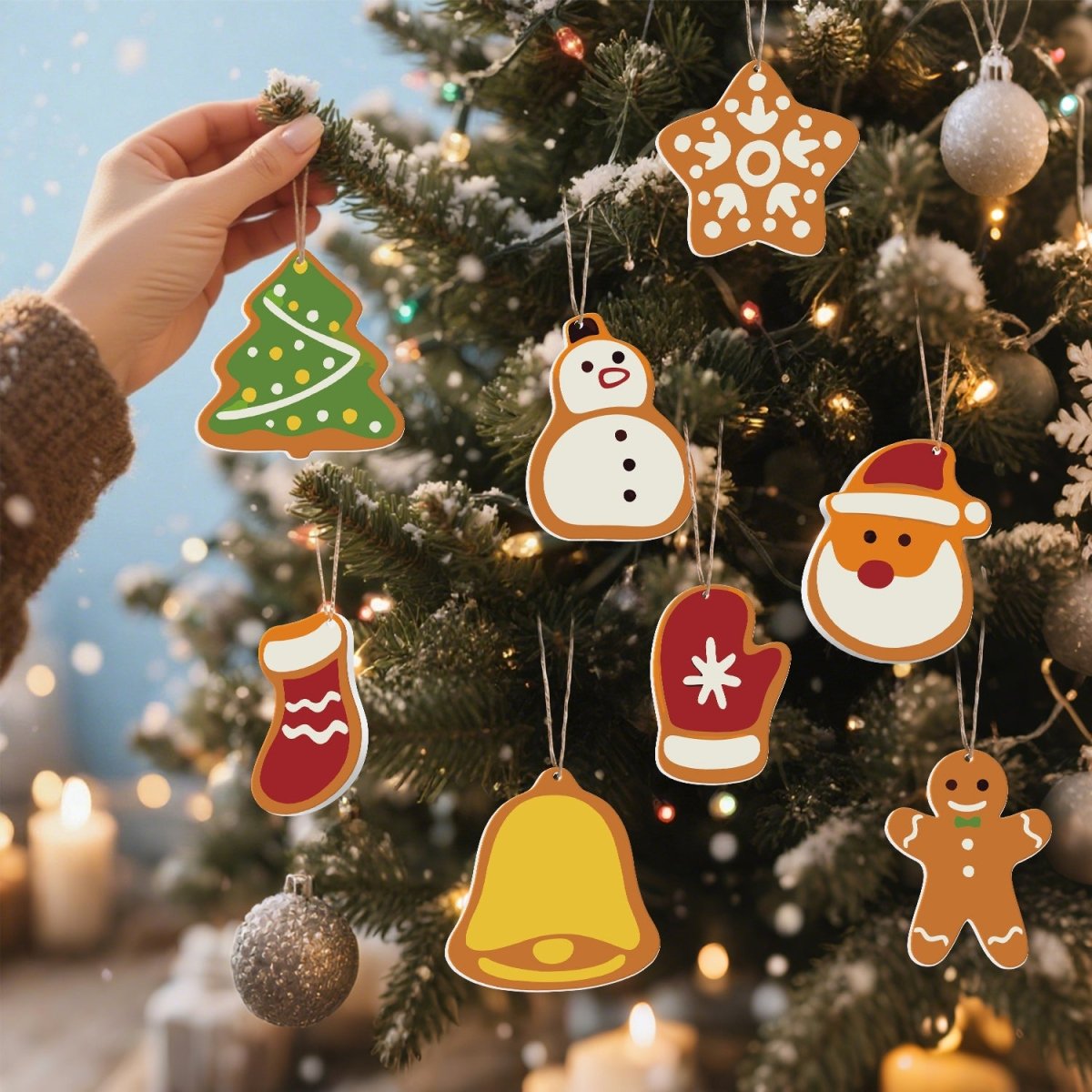 Voltooide ornamenten opgehangen als kerstdecoratie