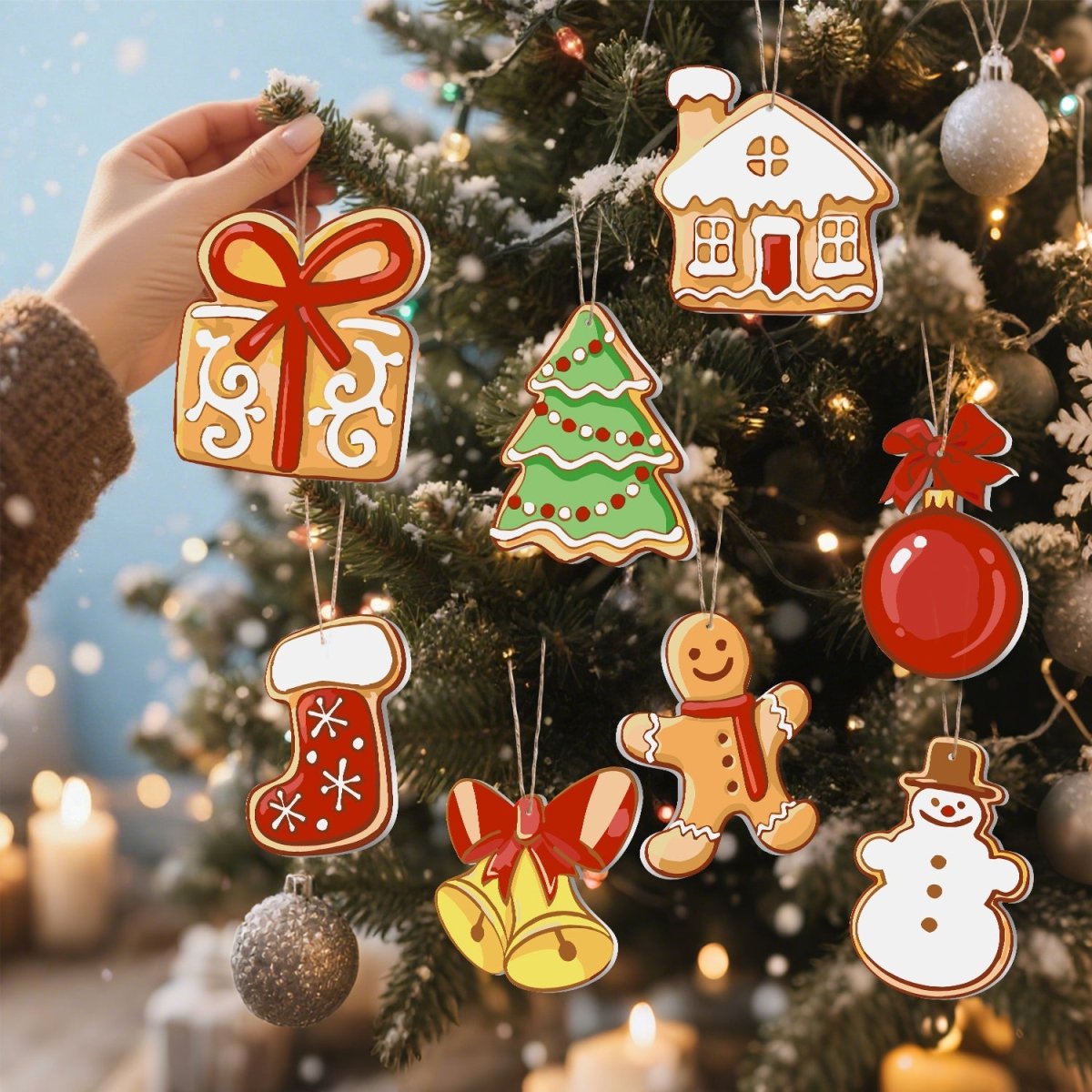 Voltooide ornamenten opgehangen als kerstdecoratie