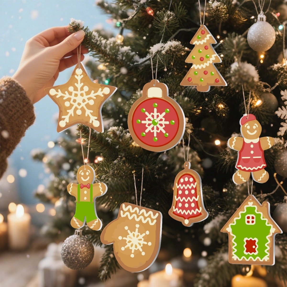 Voltooide ornamenten opgehangen als kerstdecoratie