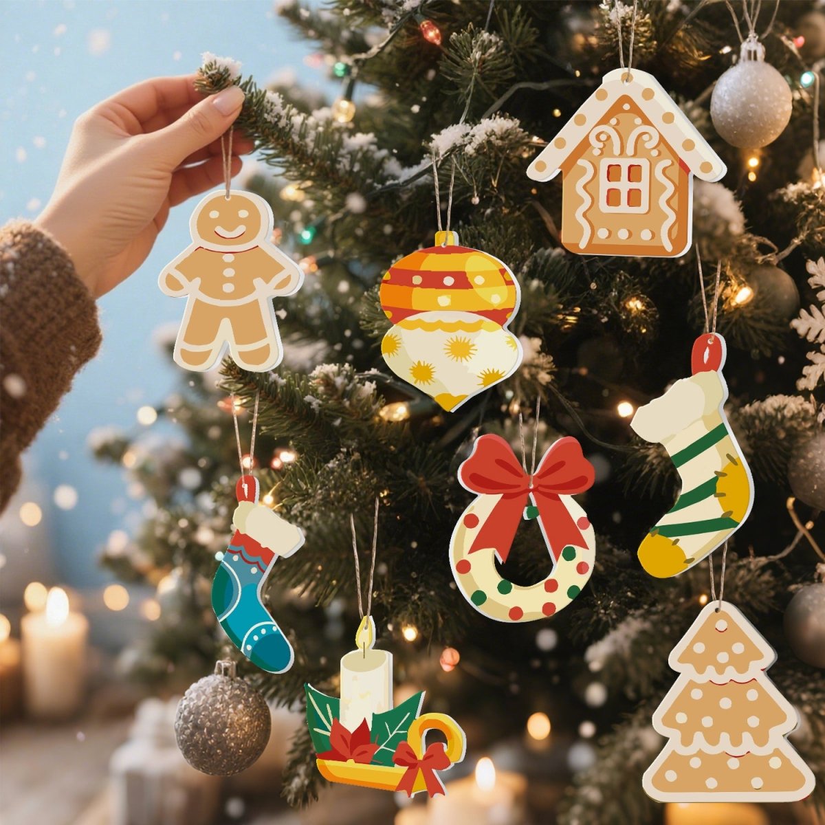 Decorazioni finite appese come addobbi natalizi