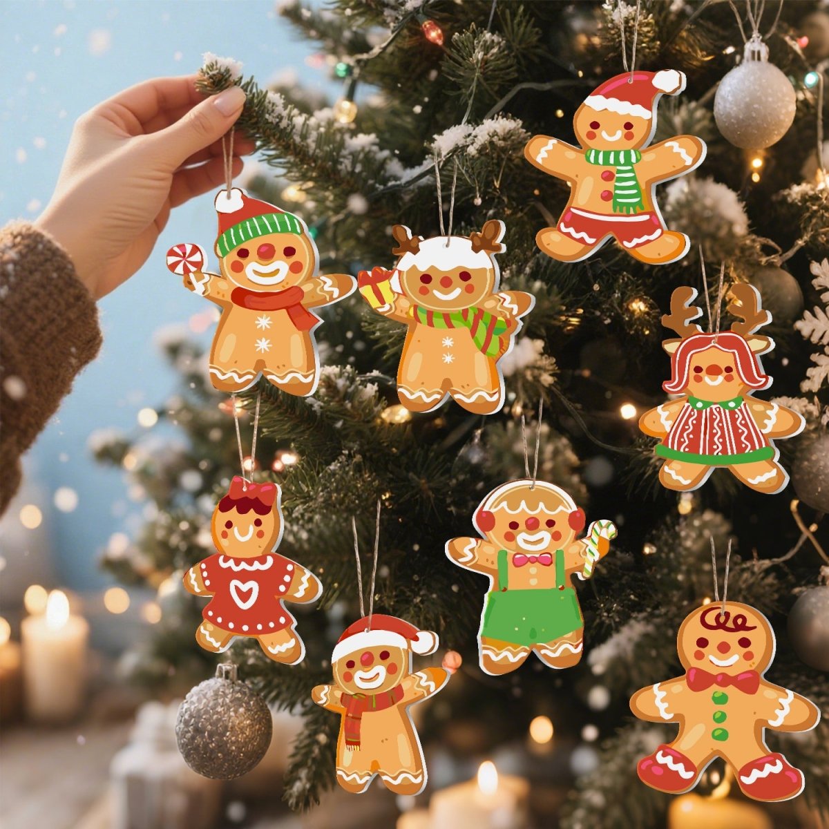 Voltooide ornamenten opgehangen als kerstdecoratie