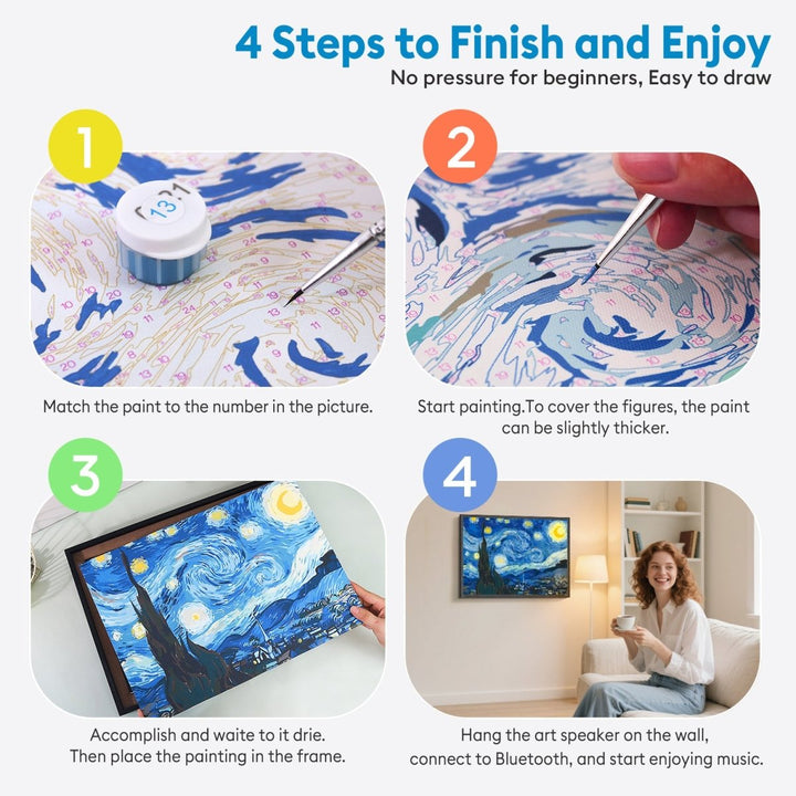 Paint By Numbers KitBluetooth Speaker - Starry Night - isuvio