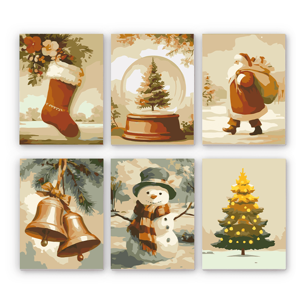 Mini Paint By Numbers SetChristmas Set – Stocking Snow Globe Santa Tree - isuvio