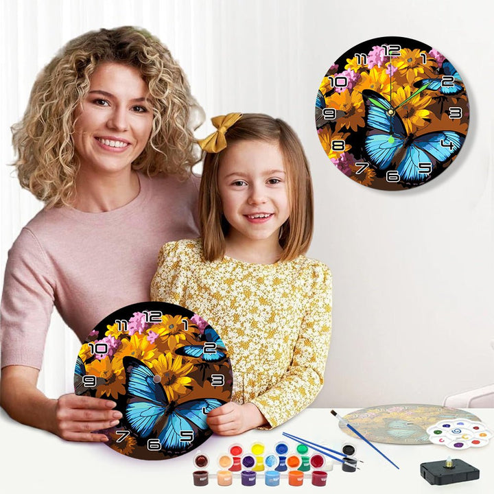 Paint By Numbers KitClock – Blue Butterfly 10" Silent Wall Clock - isuvio