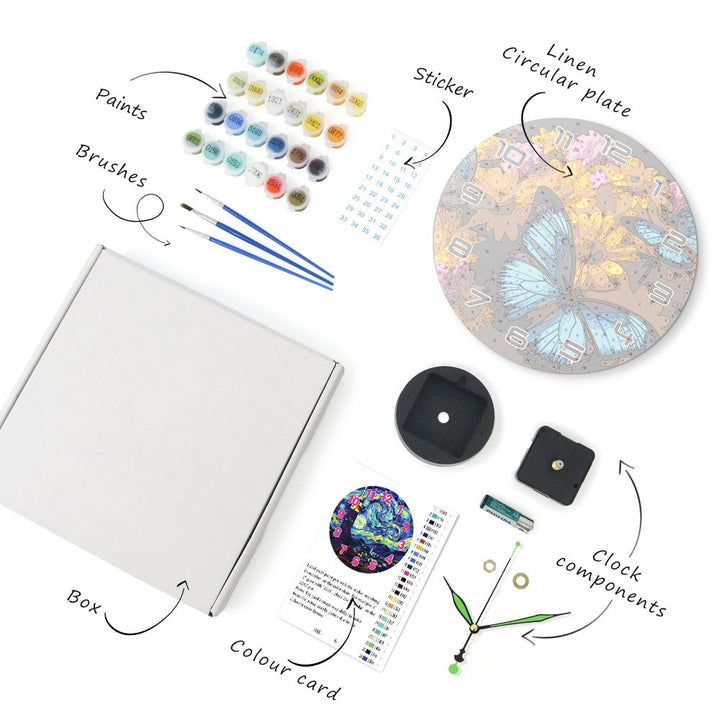 Paint By Numbers KitClock – Blue Butterfly 10" Silent Wall Clock - isuvio