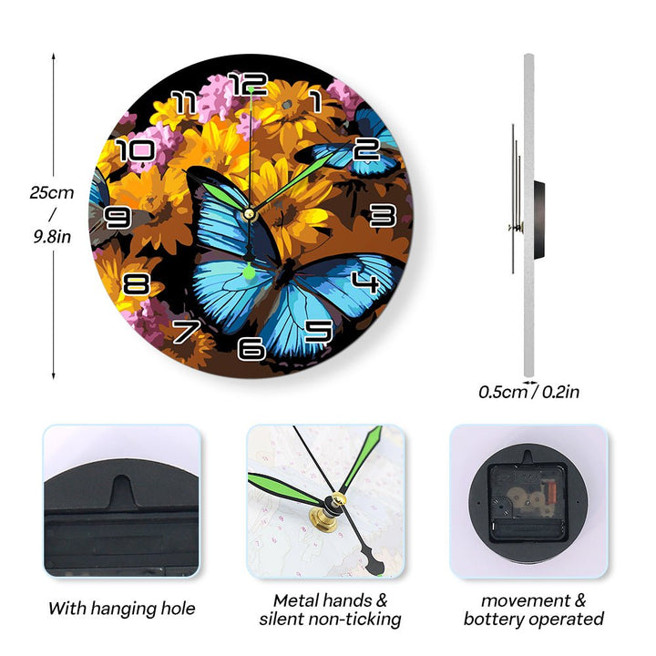 Paint By Numbers KitClock – Blue Butterfly 10" Silent Wall Clock - isuvio