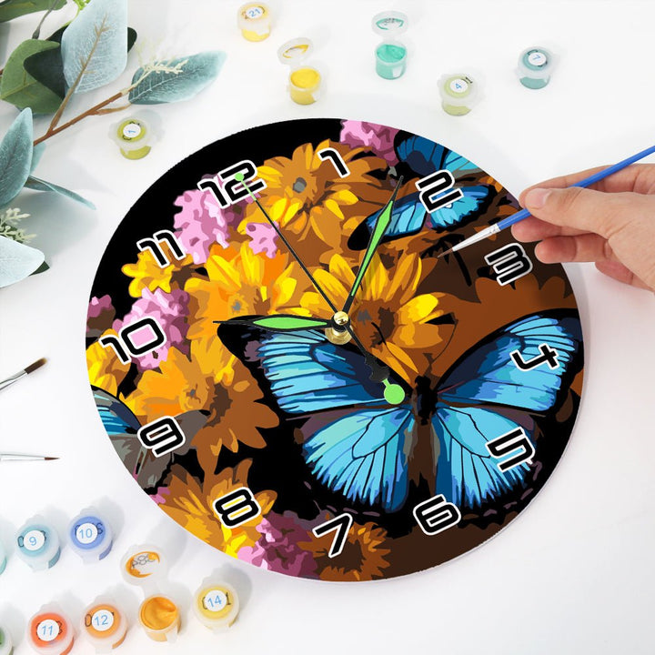 Paint By Numbers KitClock – Blue Butterfly 10" Silent Wall Clock - isuvio