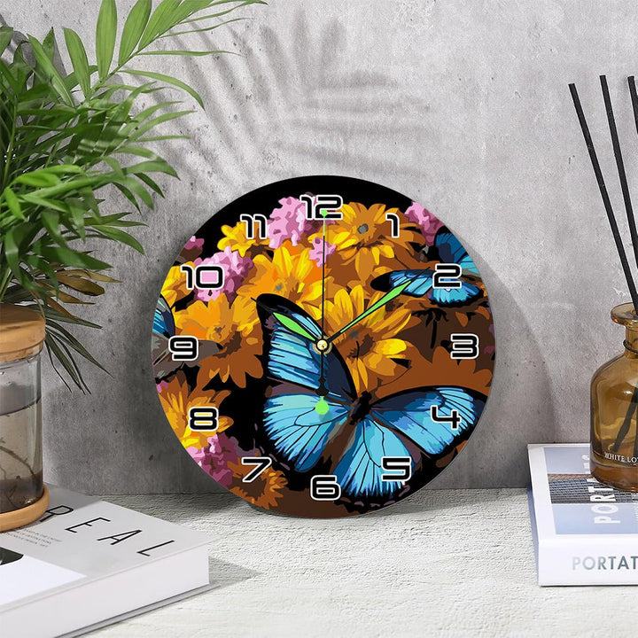 Paint By Numbers KitClock – Blue Butterfly 10" Silent Wall Clock - isuvio