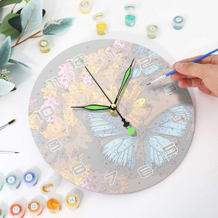 Paint By Numbers KitClock – Blue Butterfly 10" Silent Wall Clock - isuvio