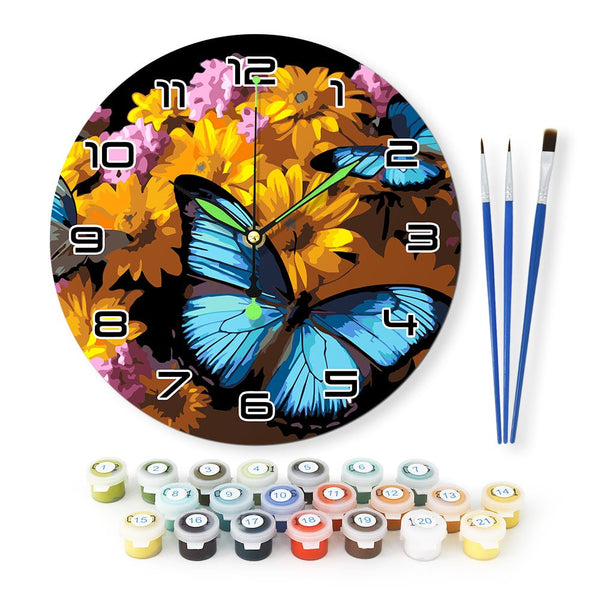 Paint By Numbers KitClock – Blue Butterfly 10" Silent Wall Clock - isuvio