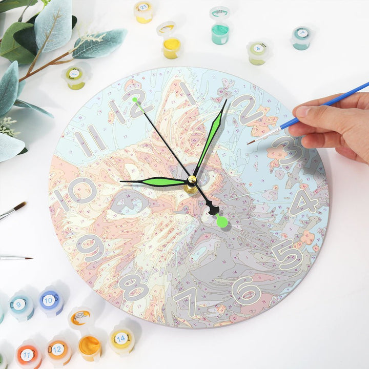 Paint By Numbers KitClock – Cat 10" Silent Wall Clock - isuvio