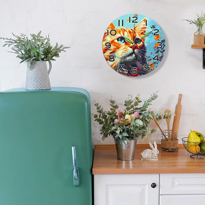 Paint By Numbers KitClock – Cat 10" Silent Wall Clock - isuvio