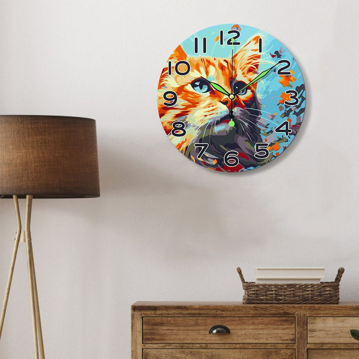 Paint By Numbers KitClock – Cat 10" Silent Wall Clock - isuvio