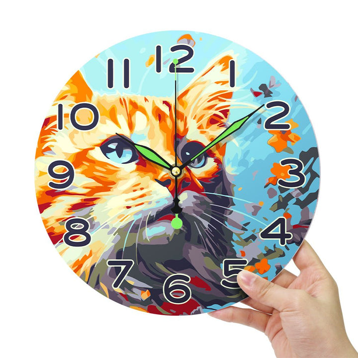 Paint By Numbers KitClock – Cat 10" Silent Wall Clock - isuvio