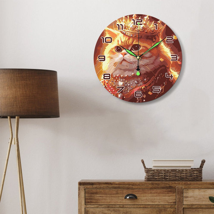 Paint By Numbers KitClock – Crown Cat 10" Silent Wall Clock - isuvio