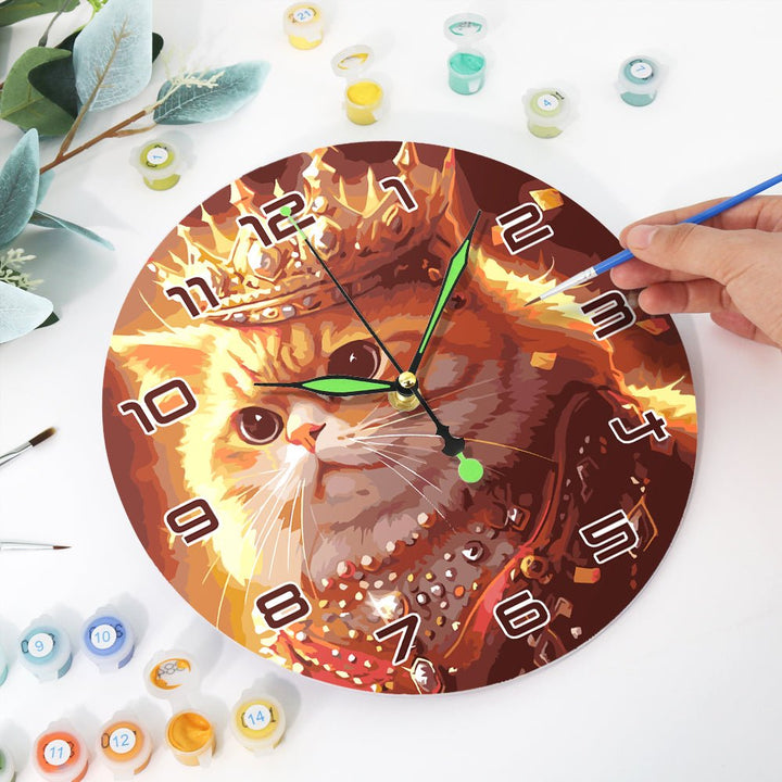 Paint By Numbers KitClock – Crown Cat 10" Silent Wall Clock - isuvio