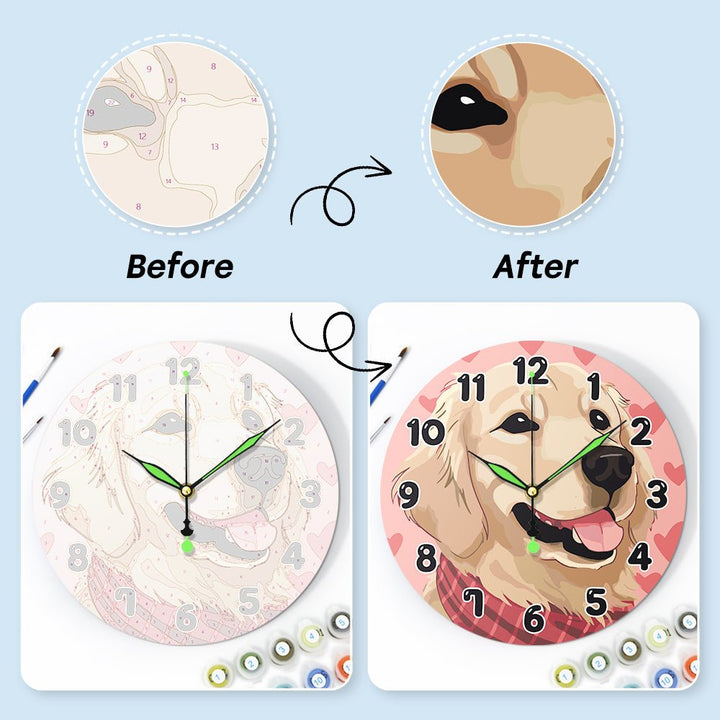 Paint By Numbers KitClock – Dog 10" Silent Wall Clock - isuvio