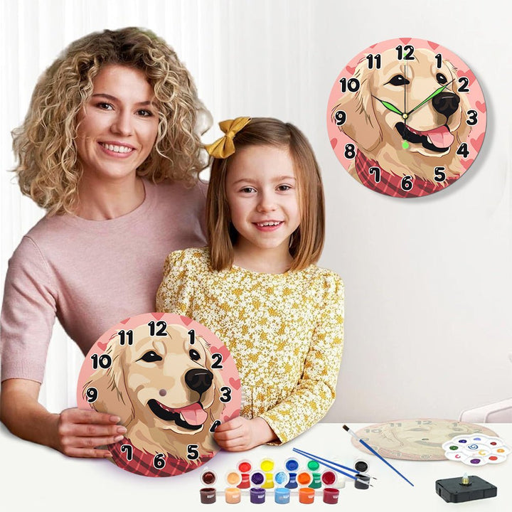 Paint By Numbers KitClock – Dog 10" Silent Wall Clock - isuvio