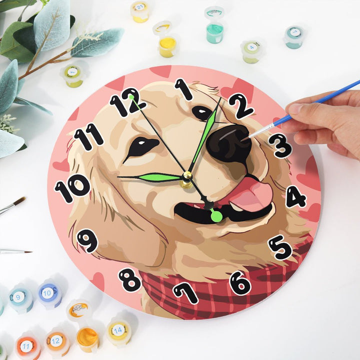 Paint By Numbers KitClock – Dog 10" Silent Wall Clock - isuvio