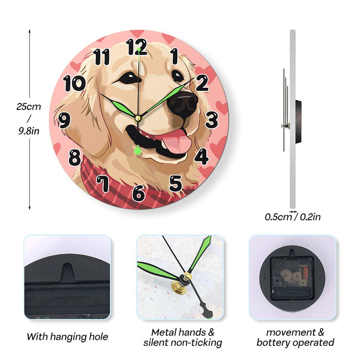 Paint By Numbers KitClock – Dog 10" Silent Wall Clock - isuvio