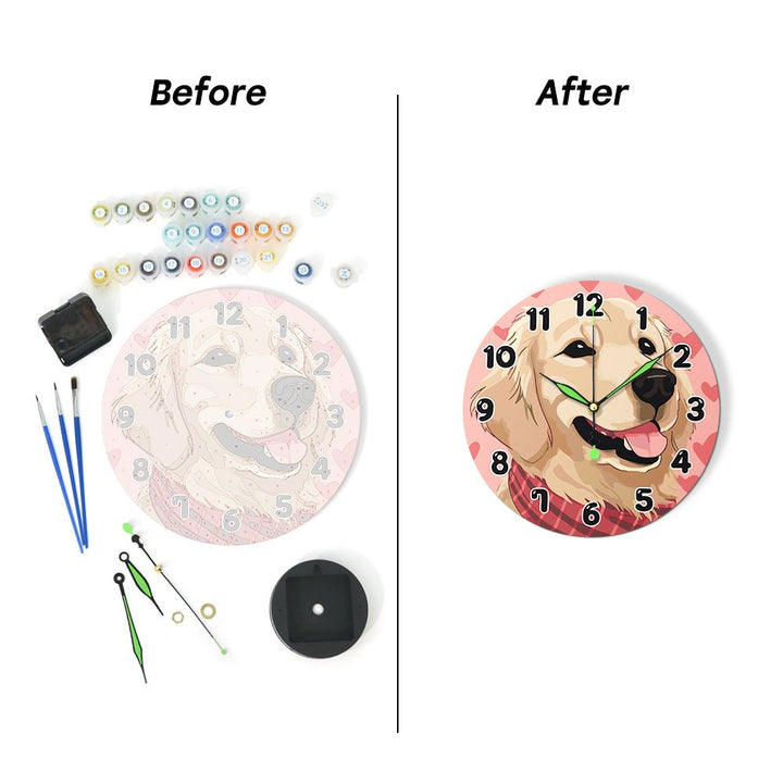 Paint By Numbers KitClock – Dog 10" Silent Wall Clock - isuvio