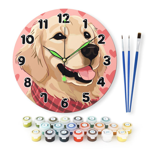Paint By Numbers KitClock – Dog 10" Silent Wall Clock - isuvio