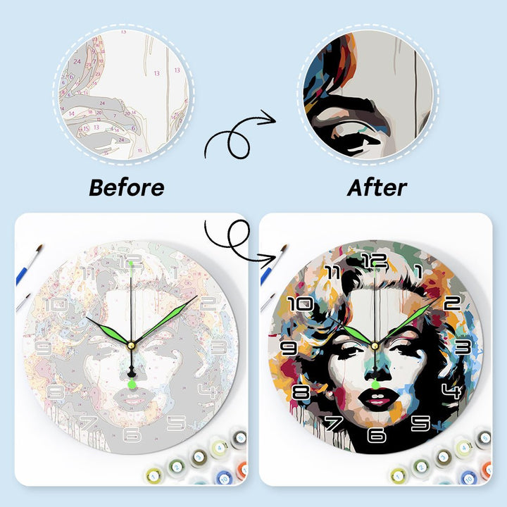 Paint By Numbers KitClock – Marilyn Monroe 10" Silent Wall Clock - isuvio