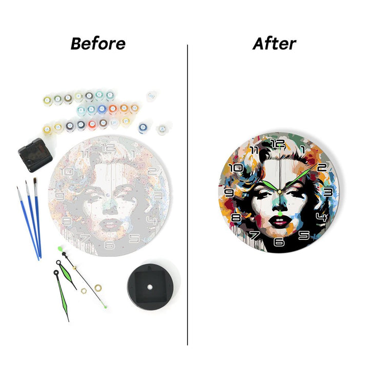 Paint By Numbers KitClock – Marilyn Monroe 10" Silent Wall Clock - isuvio