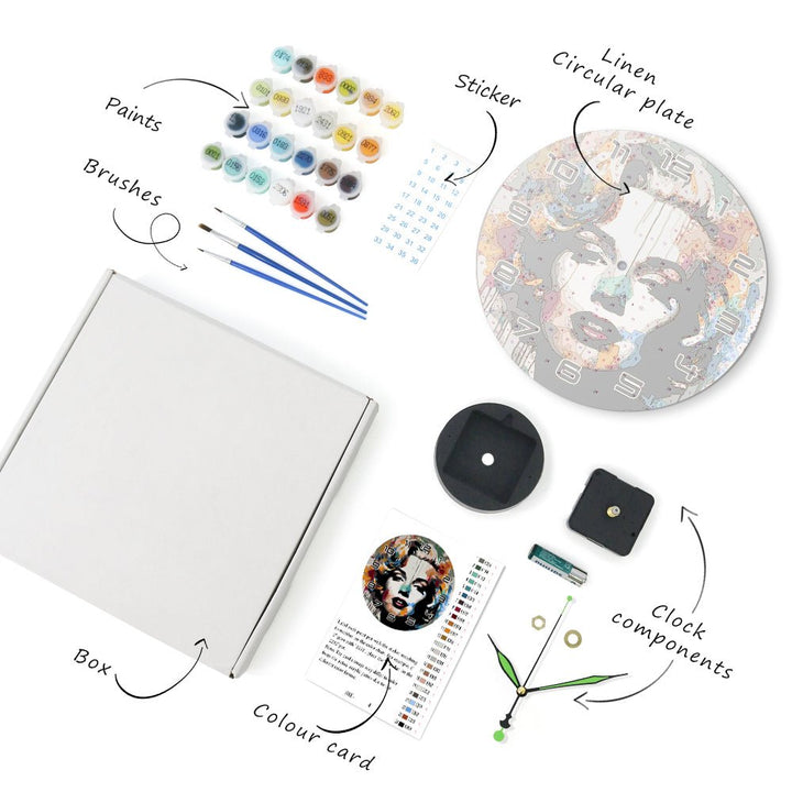 Paint By Numbers KitClock – Marilyn Monroe 10" Silent Wall Clock - isuvio