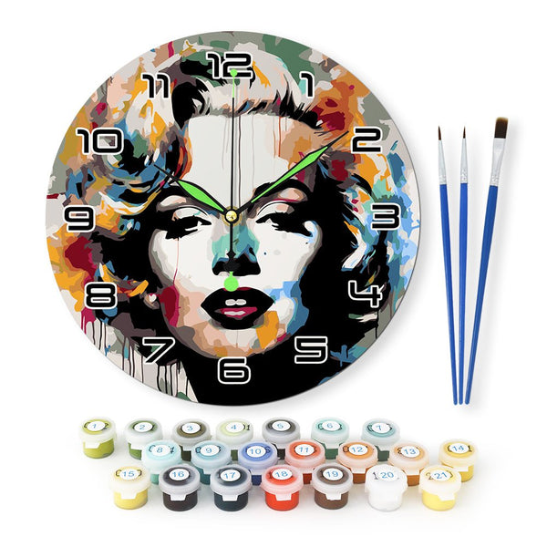 Paint By Numbers KitClock – Marilyn Monroe 10" Silent Wall Clock - isuvio