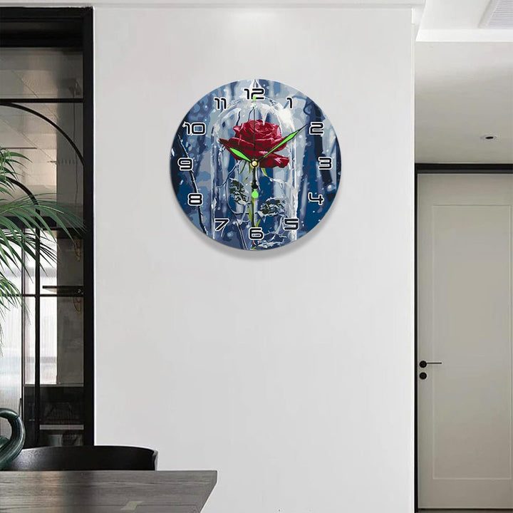 Paint By Numbers KitClock – Rose 10" Silent Wall Clock - isuvio