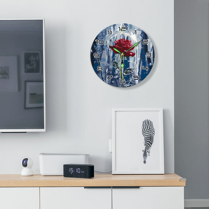 Paint By Numbers KitClock – Rose 10" Silent Wall Clock - isuvio