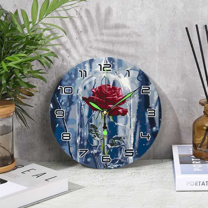 Paint By Numbers KitClock – Rose 10" Silent Wall Clock - isuvio