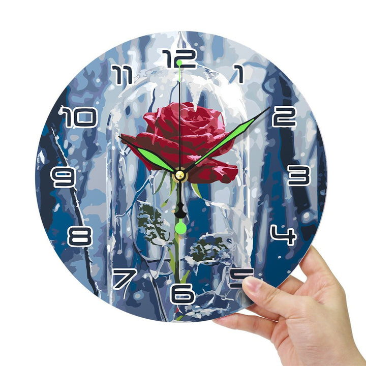 Paint By Numbers KitClock – Rose 10" Silent Wall Clock - isuvio