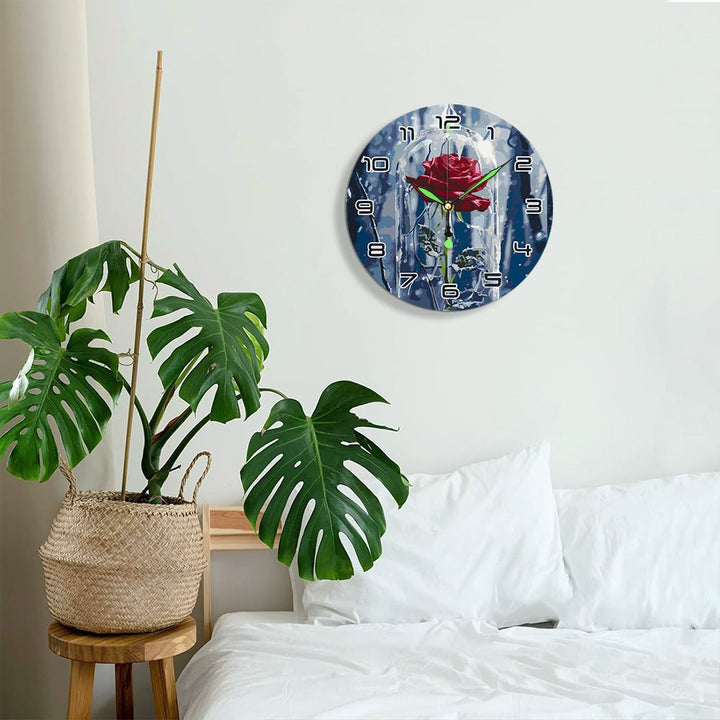 Paint By Numbers KitClock – Rose 10" Silent Wall Clock - isuvio