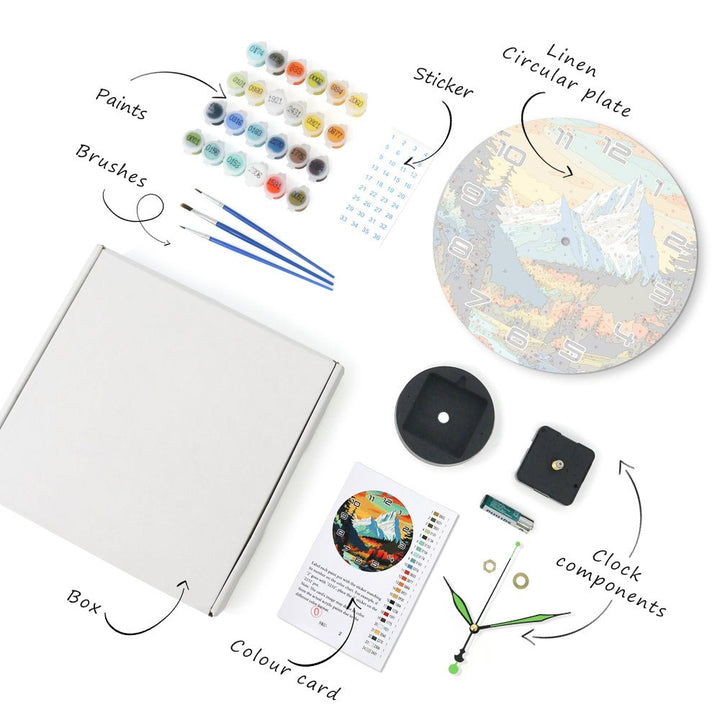 Paint By Numbers KitClock – Snow Mountain Forest 10" Silent Wall Clock - isuvio