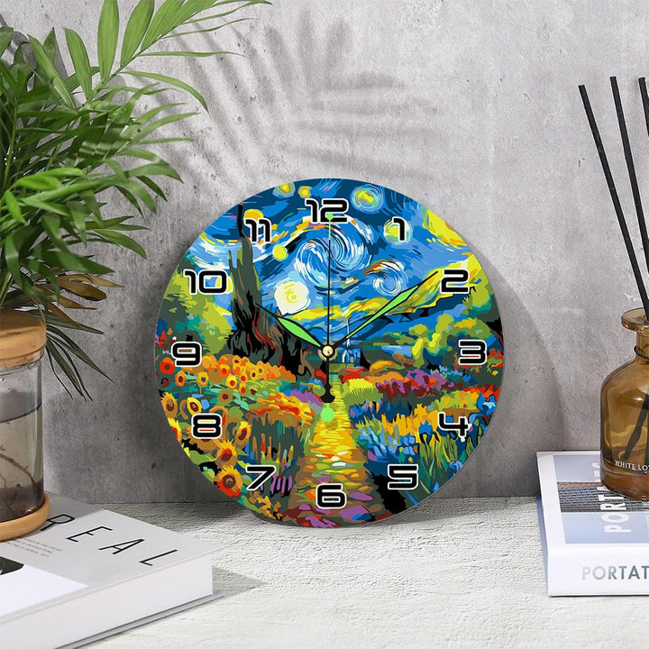 Paint By Numbers KitClock – Starry Garden 10" Silent Wall Clock - isuvio