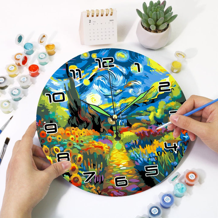 Paint By Numbers KitClock – Starry Garden 10" Silent Wall Clock - isuvio