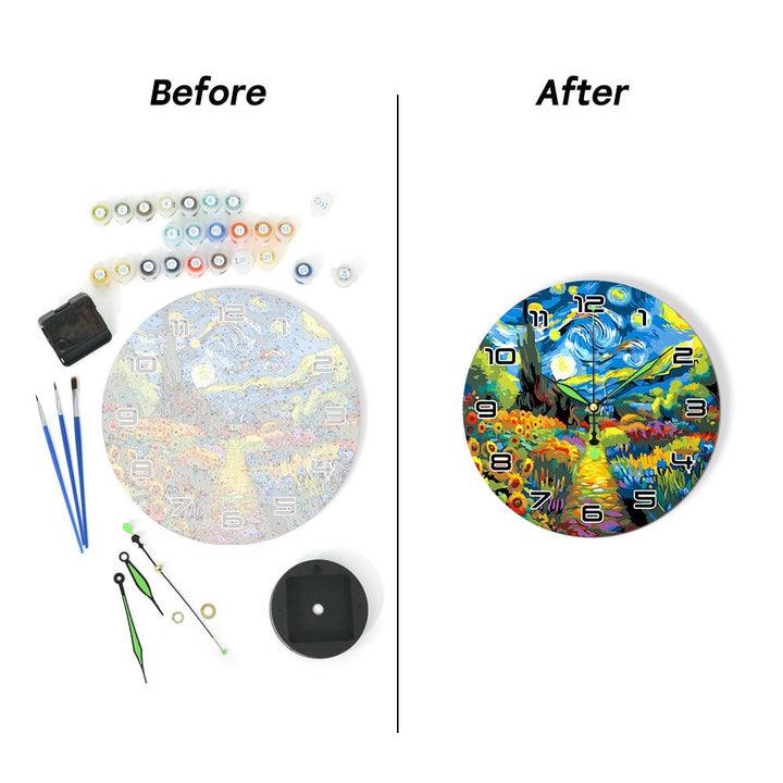 Paint By Numbers KitClock – Starry Garden 10" Silent Wall Clock - isuvio