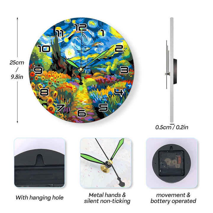 Paint By Numbers KitClock – Starry Garden 10" Silent Wall Clock - isuvio