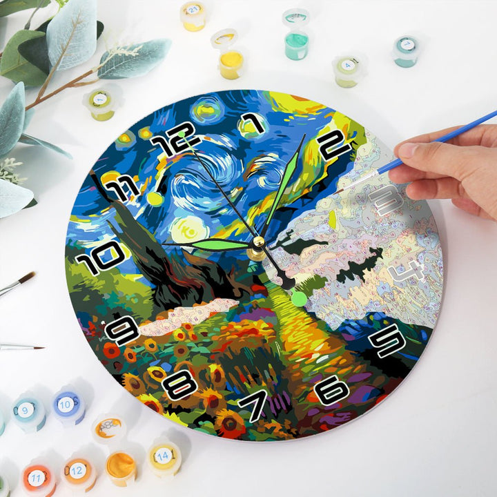 Paint By Numbers KitClock – Starry Garden 10" Silent Wall Clock - isuvio
