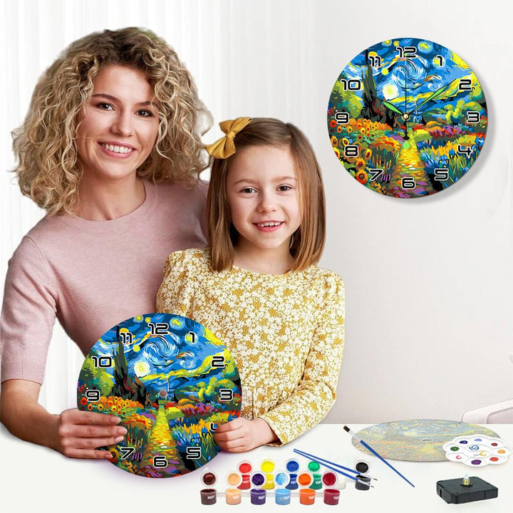 Paint By Numbers KitClock – Starry Garden 10" Silent Wall Clock - isuvio