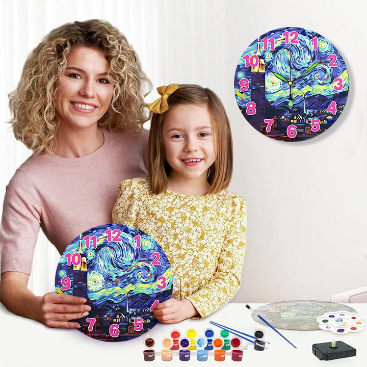 Paint By Numbers KitClock – Van Gogh's Starry Night 10" Silent Wall Clock - isuvio