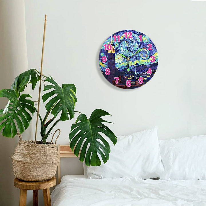 Paint By Numbers KitClock – Van Gogh's Starry Night 10" Silent Wall Clock - isuvio