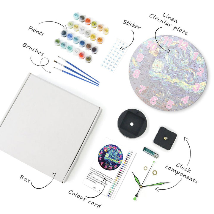 Paint By Numbers KitClock – Van Gogh's Starry Night 10" Silent Wall Clock - isuvio