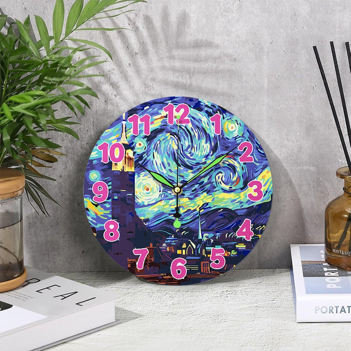 Paint By Numbers KitClock – Van Gogh's Starry Night 10" Silent Wall Clock - isuvio
