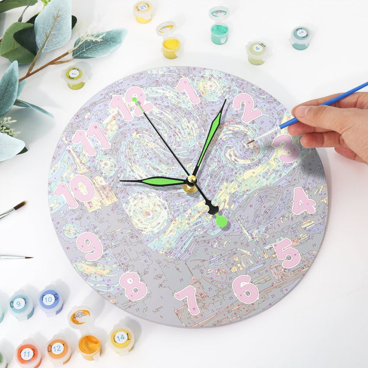 Paint By Numbers KitClock – Van Gogh's Starry Night 10" Silent Wall Clock - isuvio