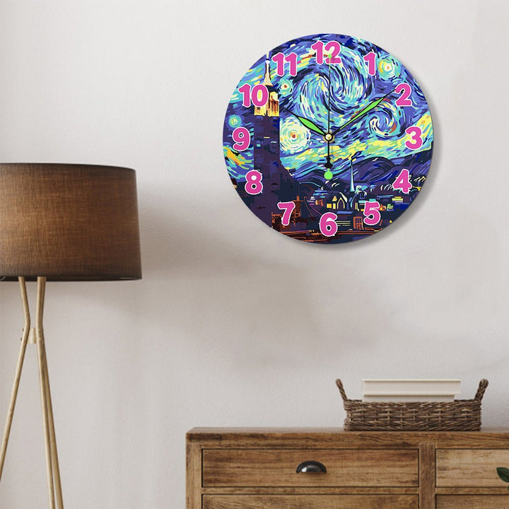 Paint By Numbers KitClock – Van Gogh's Starry Night 10" Silent Wall Clock - isuvio