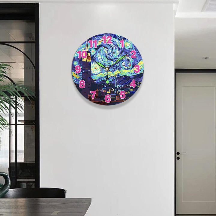 Paint By Numbers KitClock – Van Gogh's Starry Night 10" Silent Wall Clock - isuvio